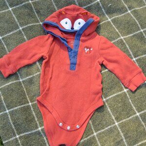 Fox Hooded Long Sleeve Bodysuit 3-6M